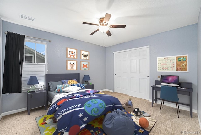2349 Hickory Pl, Erie, CO 80516 - bedroom featuring visible vents, baseboards, carpet floors, and a closet