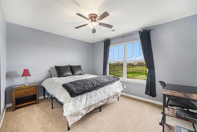 2349 Hickory Pl, Erie, CO 80516 - bedroom with carpet flooring, a ceiling fan, baseboards, and visible vents