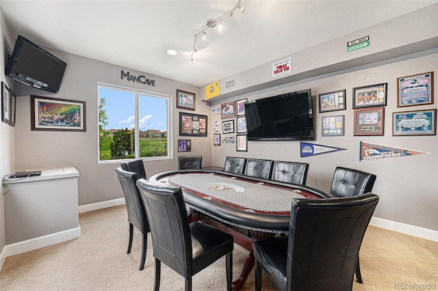 2349 Hickory Pl, Erie, CO 80516 - playroom with baseboards, track lighting, and carpet