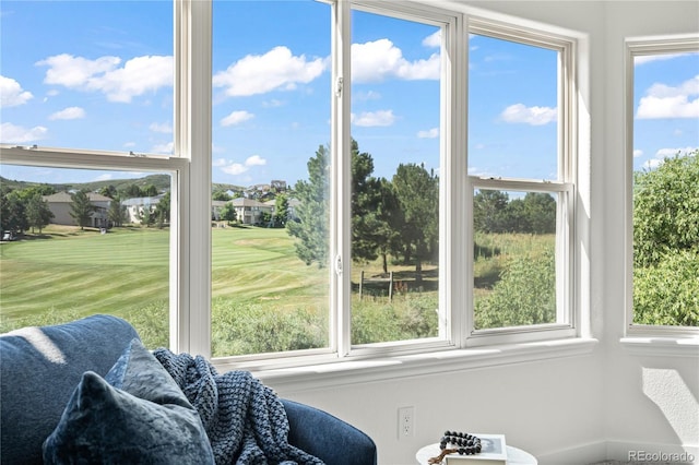 1511 Peninsula Cir, Castle Rock, CO 80104 - sunroom / solarium featuring view of golf course