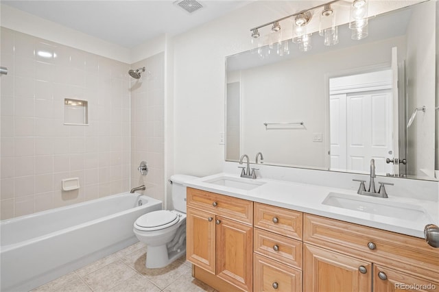 1511 Peninsula Cir, Castle Rock, CO 80104 - full bathroom featuring double vanity, tile patterned floors, and shower / bathtub combination