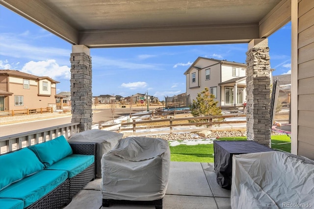 view of patio / terrace with a trampoline