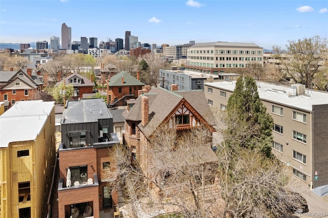 drone / aerial view with a view of city