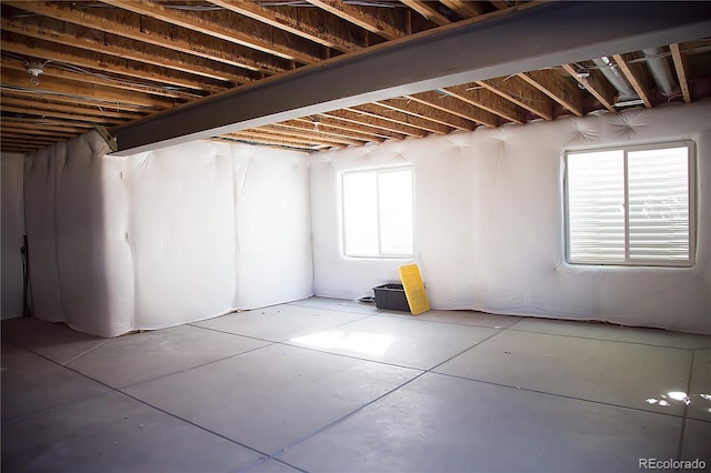 basement featuring plenty of natural light