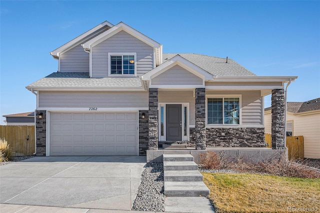 view of front of house with a garage