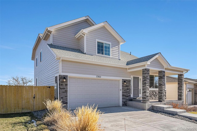 craftsman inspired home featuring a garage