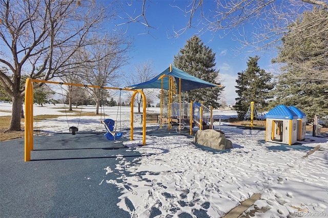 view of snow covered playground