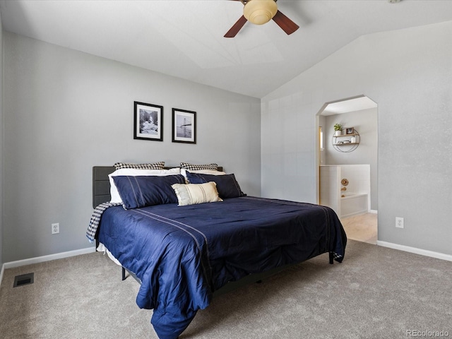 20789 E Princeton Pl, Aurora, CO 80013 - bedroom with vaulted ceiling, carpet, arched walkways, and baseboards