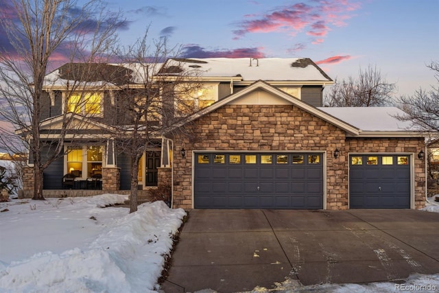 view of front property with a garage