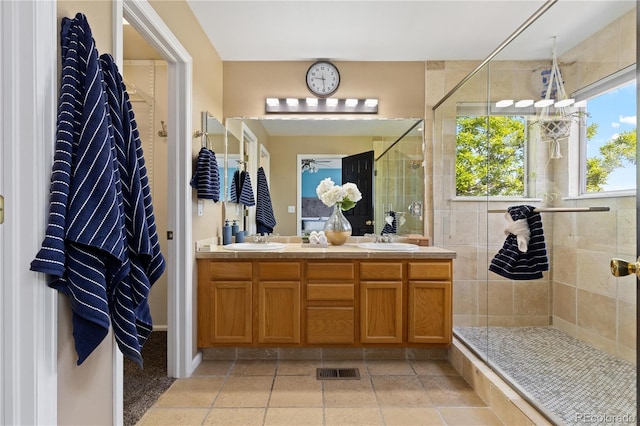 2043 Fendlebrush St, Highlands Ranch, CO 80129 - bathroom featuring a stall shower and double vanity