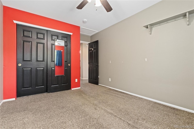 2043 Fendlebrush St, Highlands Ranch, CO 80129 - unfurnished bedroom with carpet, baseboards, a closet, and ceiling fan
