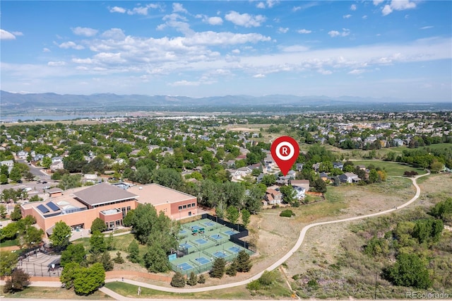 2043 Fendlebrush St, Highlands Ranch, CO 80129 - aerial perspective of suburban area featuring a mountainous background