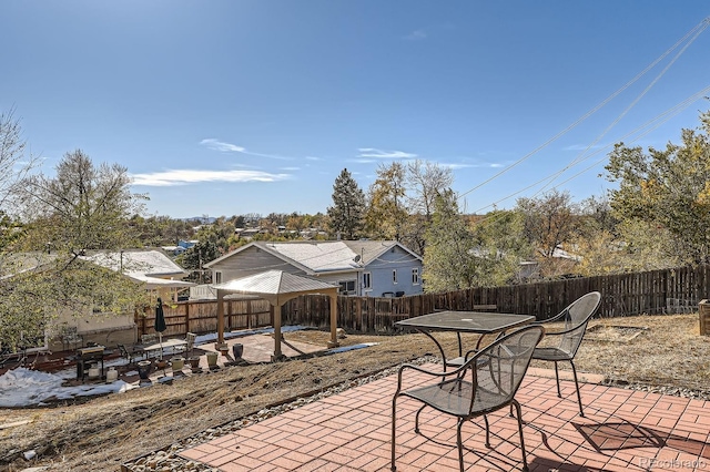 view of patio featuring a gazebo