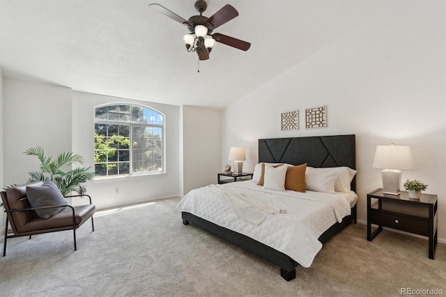 5625 W 109th Cir, Westminster, CO 80020 - carpeted bedroom with vaulted ceiling and ceiling fan