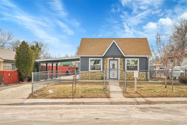 bungalow-style home with a carport