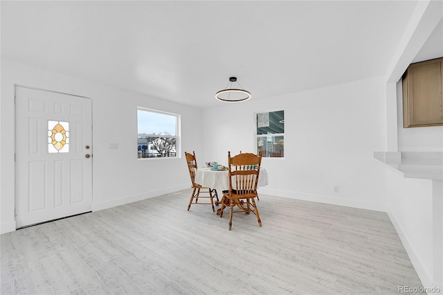 dining area with light hardwood / wood-style floors