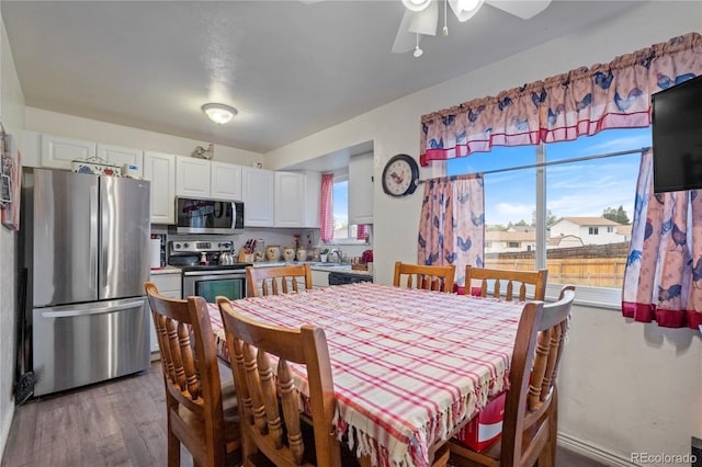 4345 S Chamberlin, Colorado Springs, CO 80906 - dining area with wood finished floors and a ceiling fan