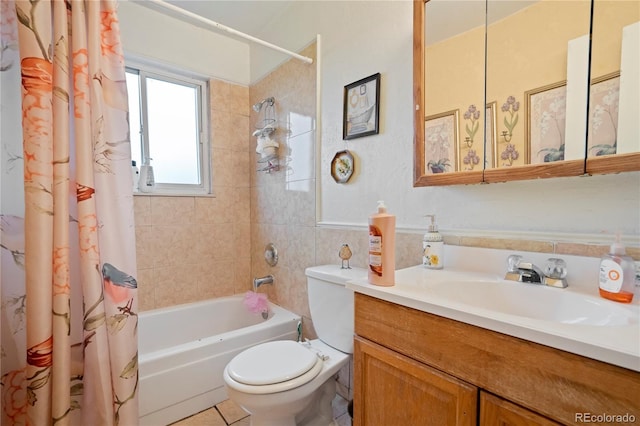 4345 S Chamberlin, Colorado Springs, CO 80906 - bathroom featuring shower / bath combo, toilet, and vanity