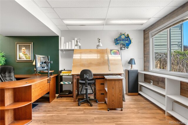 9638 Marion Way, Thornton, CO 80229 - office area featuring a paneled ceiling and light wood-style flooring