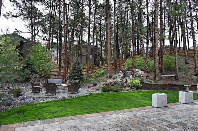 878 Tree Bark Ter, Monument, CO 80132 - view of yard featuring an outdoor fire pit and a patio