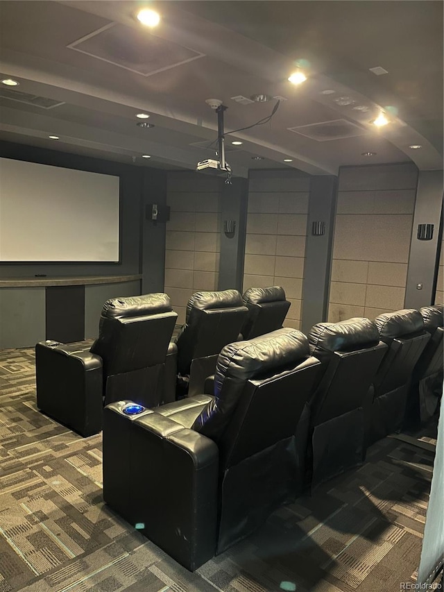 view of carpeted cinema room