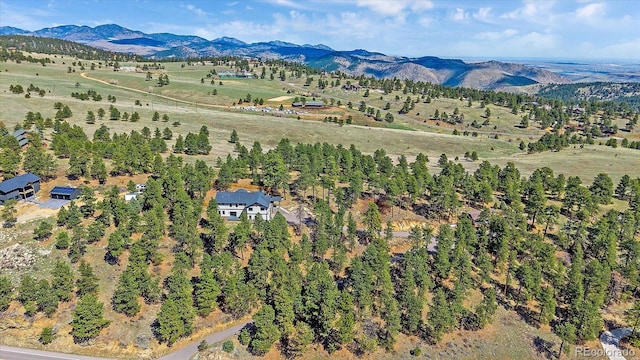 birds eye view of property featuring a mountain view