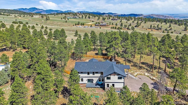 bird's eye view with a mountain view