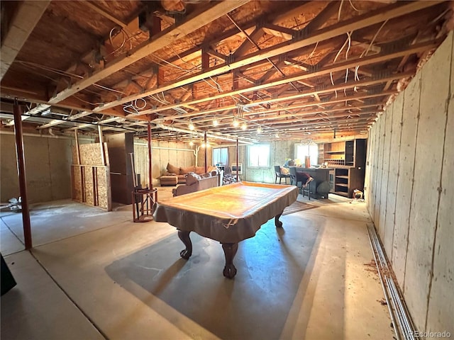 24938 County Road 18, Keenesburg, CO 80643 - playroom with unfinished concrete floors and pool table