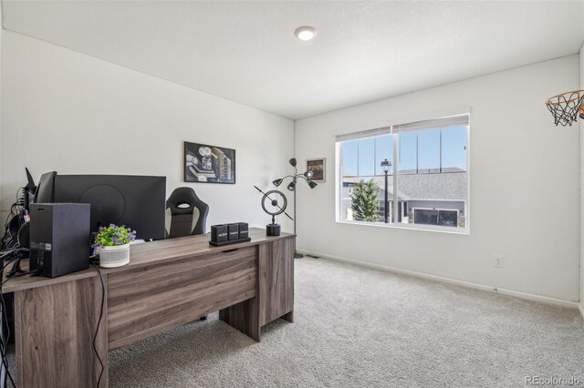 view of carpeted home office