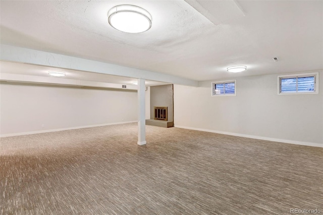 basement with carpet floors