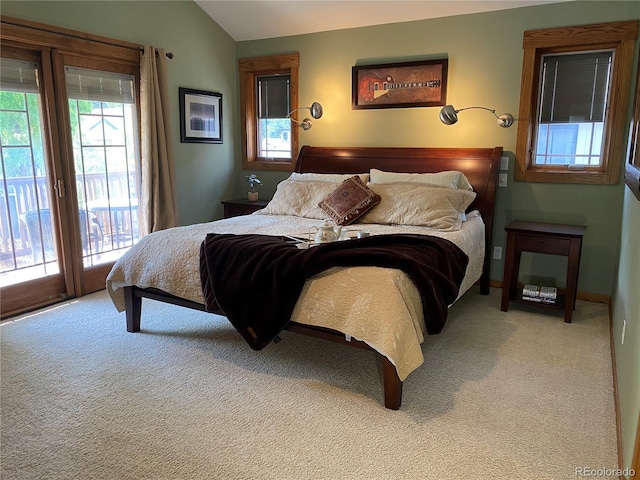 1145 S Williams St, Denver, CO 80210 - bedroom with access to exterior, carpet flooring, and lofted ceiling