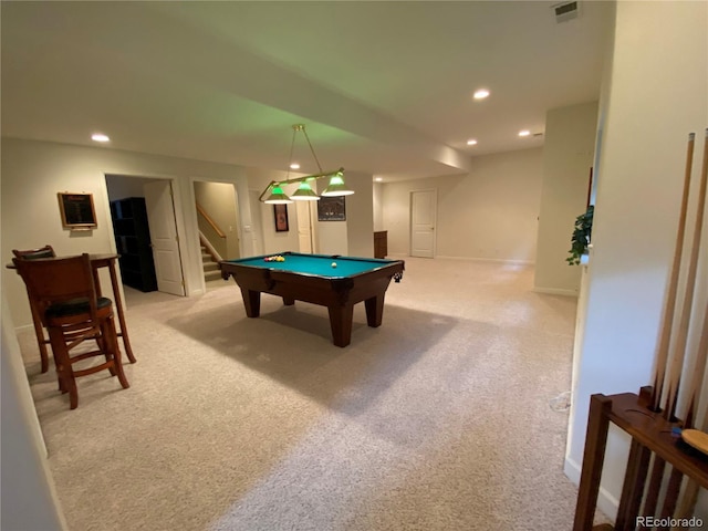 1145 S Williams St, Denver, CO 80210 - recreation room with billiards table, recessed lighting, and light colored carpet
