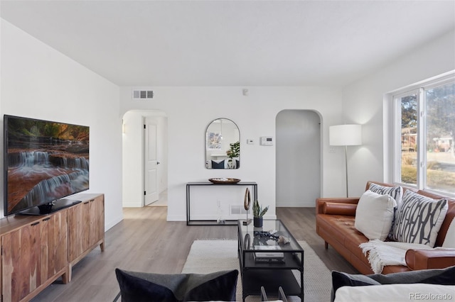 living room featuring light hardwood / wood-style flooring