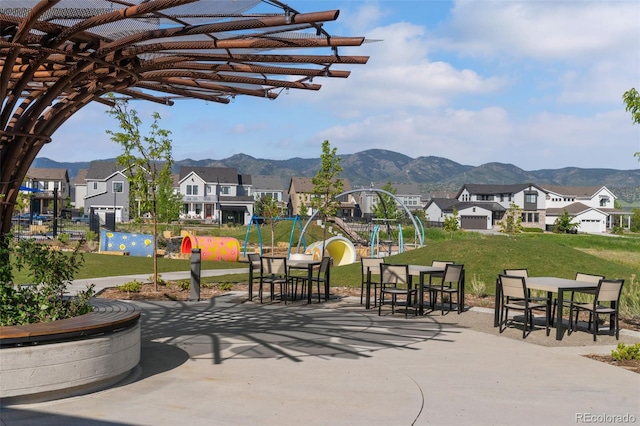 11103 Cloud Shadow St, Littleton, CO 80125 - view of patio / terrace with a residential view and a mountain view