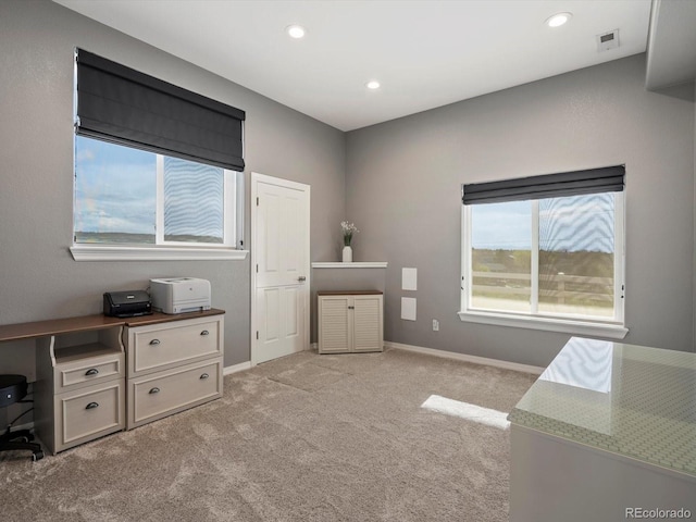 10531 Lieter Pl, Lone Tree, CO 80124 - office featuring light carpet, recessed lighting, and baseboards