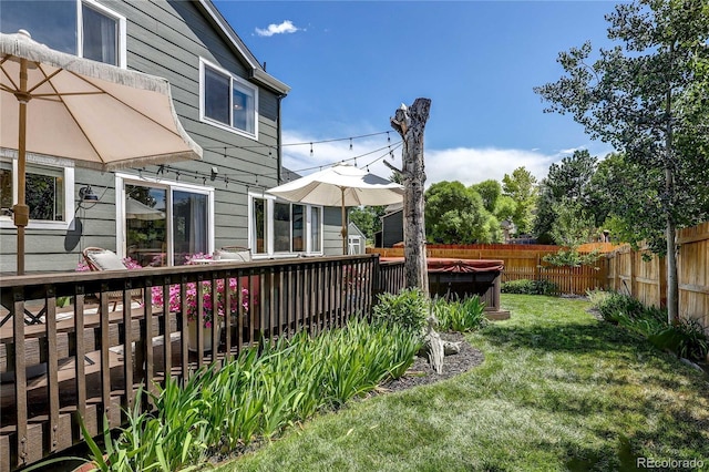 5397 S Killarney St, Centennial, CO 80015 - fenced backyard featuring a wooden deck