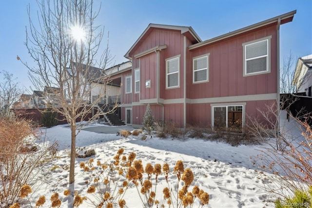 view of snow covered exterior