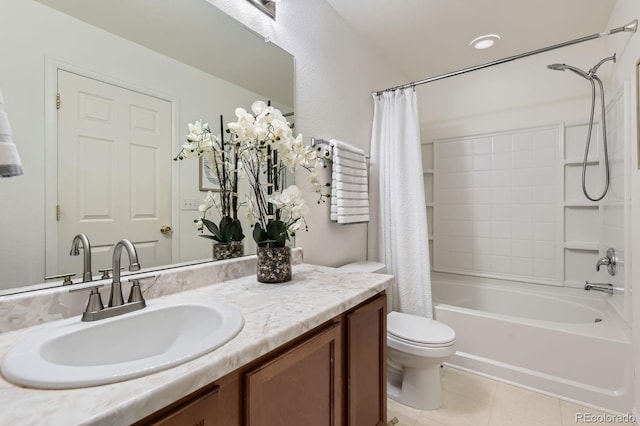 1998 Coach House Loop, Castle Rock, CO 80109 - bathroom with shower / bathtub combination with curtain, vanity, and tile patterned flooring