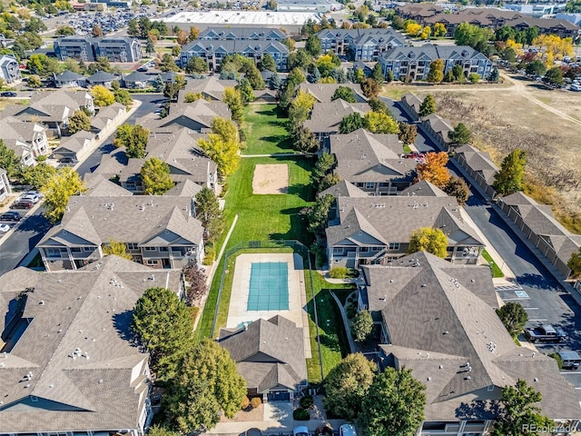 aerial overview of property's location featuring nearby suburban area