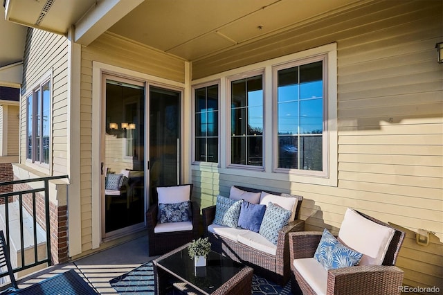 exterior space featuring an outdoor hangout area