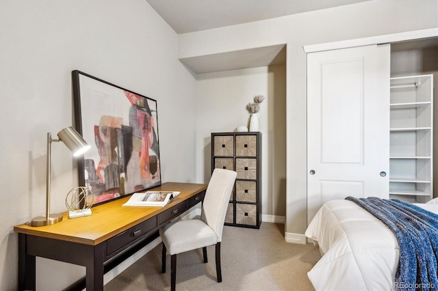 bedroom featuring carpet floors and a closet