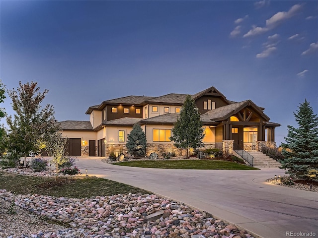 view of front of house with a garage