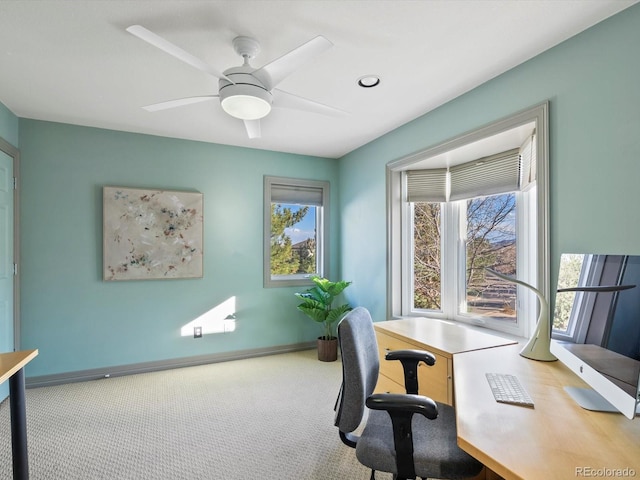 4825 6th St, Boulder, CO 80304 - home office featuring carpet and a ceiling fan
