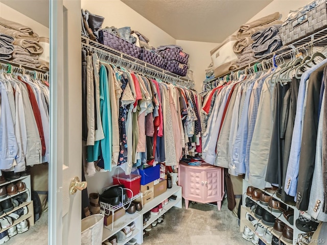 spacious closet featuring carpet floors