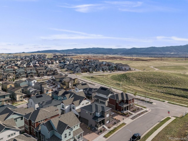 aerial view with a residential view and a mountain view