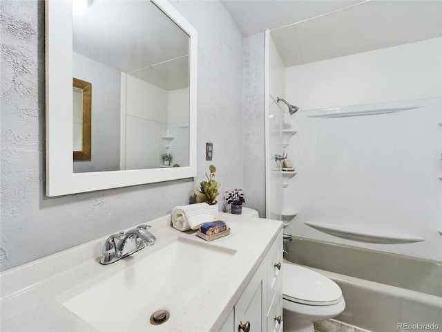 full bathroom with vanity, toilet, and shower / bathing tub combination