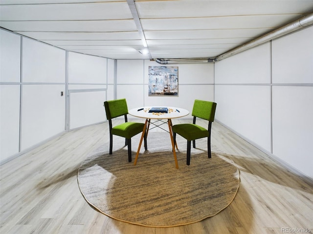 dining space with light wood-type flooring