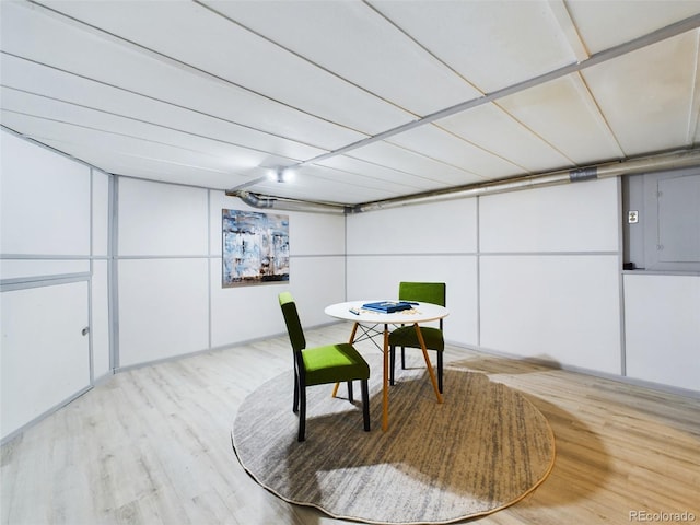 dining area with light hardwood / wood-style floors