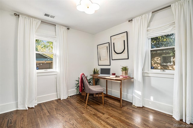 office featuring dark hardwood / wood-style floors