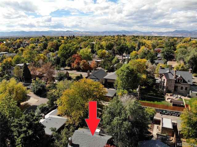 aerial view with a mountain view